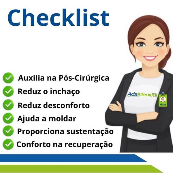 Imagem de Sutiã Pós-Cirúrgico Longo com Base Reforçada Alça Regulável Renda Mamoplástia New Form