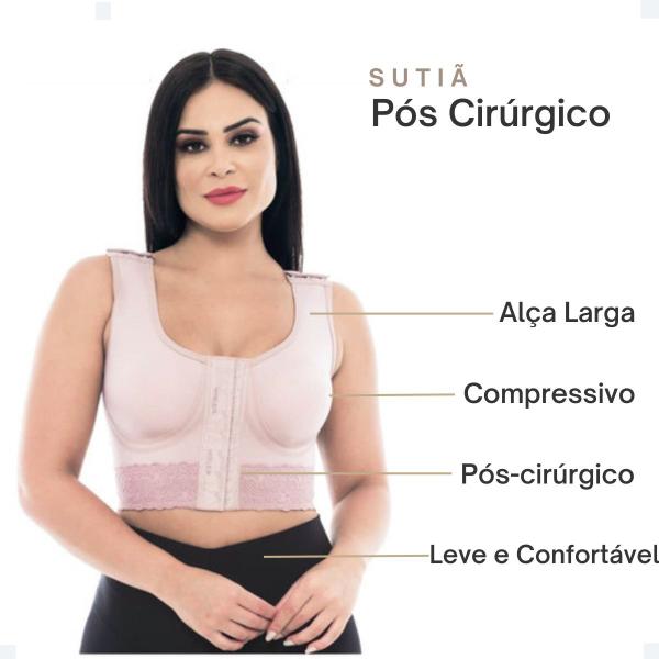 Imagem de Sutiã Pós Operatório Implante Silicone Alça Larga Tecnologia Leve Confortável Mamoplastia