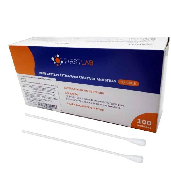 Imagem de Swab P/ Coleta Amostras Haste Plástica Cx 100 Un - Firstlab