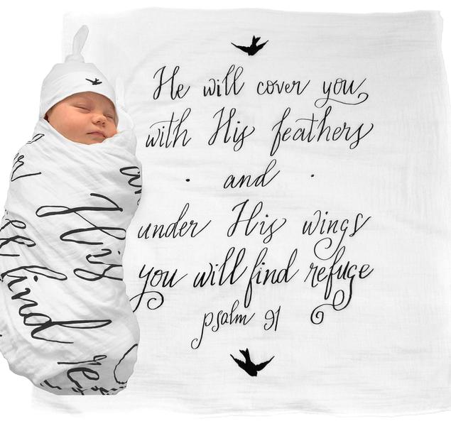 Imagem de Swaddle Under His Wings Muslin 100% algodão orgânico + chapéu