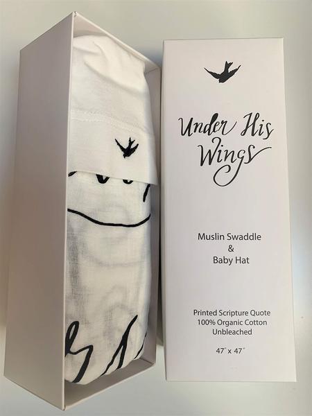 Imagem de Swaddle Under His Wings Muslin 100% algodão orgânico + chapéu