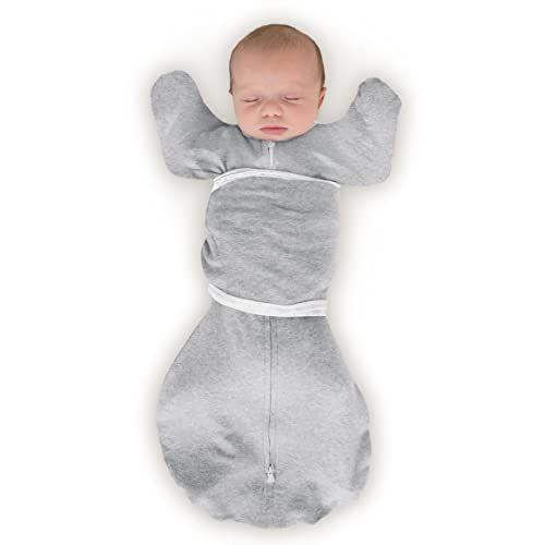 Imagem de SwaddleDesigns 6-way Omni Swaddle Sack com Wrap & Arms Up Sleeves & Mitten Cuffs, Transição Fácil Swaddle, Melhor Sono para Meninos e Meninas Recém-nascidos, Cinza Heathered, Pequeno, 0-3 Meses