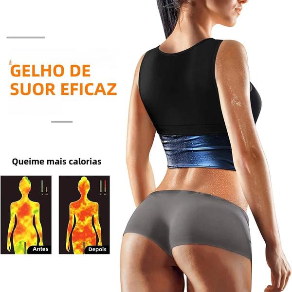 Imagem de Sweat Vest Sauna Sweat Suit para As Mulheres Camisa Sauna Shapewear Azul