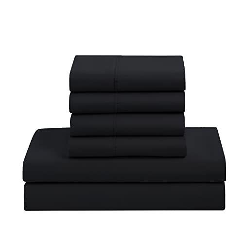 Imagem de Sweet Home Collection 7 Peças Edredom Set Bag Solid Color All Season Soft Down Alternative Blanket & Luxurious Microfiber Bed Sheets, Preto, King