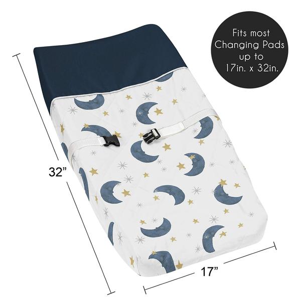 Imagem de Sweet Jojo Designs Lua e Star Boy ou Girl Baby Nursery Changing Pad Cover - Azul marinho e ouro Aquarela Céu Celestial