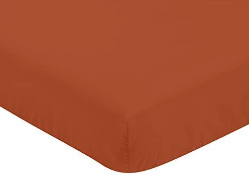 Imagem de Sweet Jojo Designs Rust Orange Boy or Girl Fitted Crib Sheet Baby or Toddler Bed Nursery - Cor Sólida para Mod Dino Dinossauro Moderno Boho Dinossauros Gênero Neutro