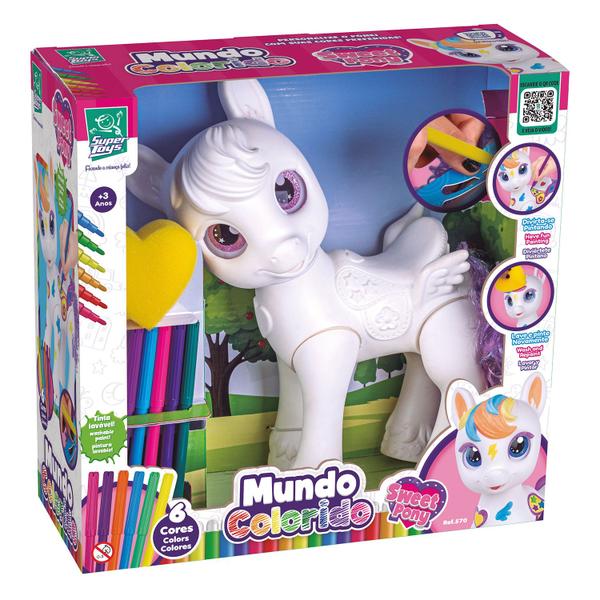 Imagem de Sweet Pony Para Colorir Brinquedo De Pintar Boneco Branco Em Vinil Macio Pintura Com Canetinhas - Super Toys