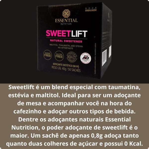 Sweetlift (50 Sachês 0,8g) 40g Essential Nutrition Imagem de Sweetlift (50 Sachês 0,8g) 40g Essential Nutrition