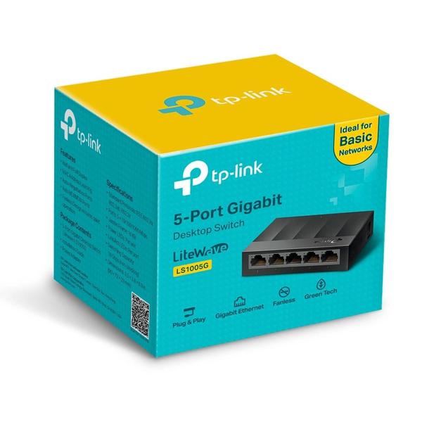 Imagem de Switch 05 Portas TP Link LiteWave Case Plástico Gigabit 10/100/1000Mbps - LS1005G