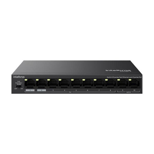 Imagem de Switch 10 portas fast ethernet com 8 portas PoE+ - intelbras