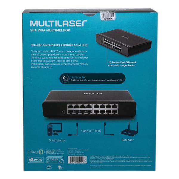 Imagem de Switch 16 Portas Hub 10/100 Rj45 Rede Ethernet MULTILASER