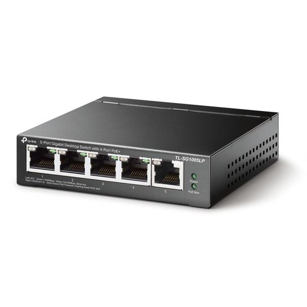 Imagem de Switch 5 Portas 10/100/1000 Mbps (sendo 4 Poe) Tp-Link Tl-sg1005lp Smb