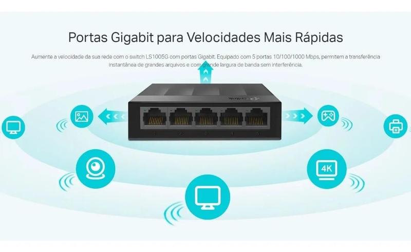 Imagem de Switch 5 Portas Tp-link Ls1005g Gigabit 10/100/1000mbps