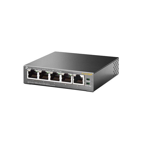 Imagem de Switch 5 Portas TP-Link TL-SG1005P Metal Gigabit 10/100/1000Mbps 4 Portas POE+