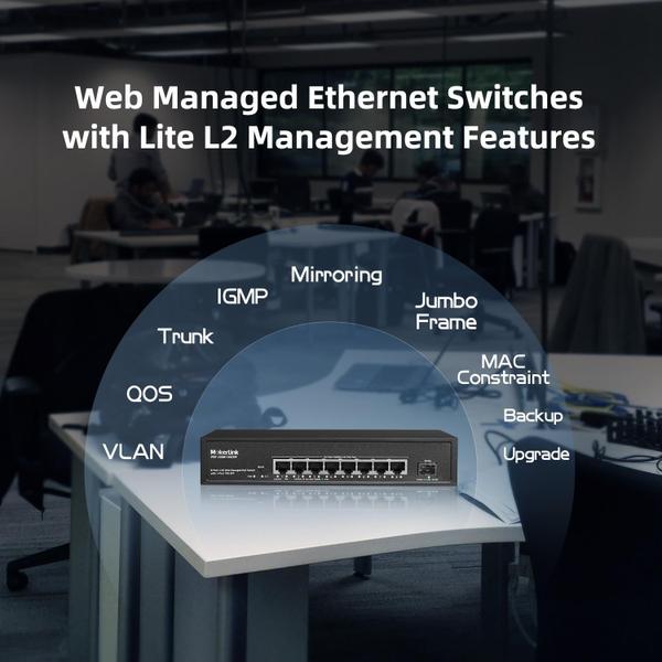 Imagem de Switch de rede MokerLink 8 portas 2,5 Gigabit PoE 120W 10G SFP