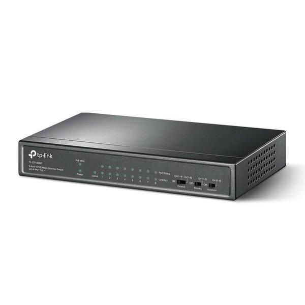 Imagem de Switch Desktop TP-Link 9 Portas 10/100Mbps, 8 Portas PoE+, Plug And Play - TL-SF1009P