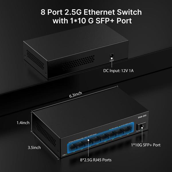 Imagem de Switch Ethernet Real HD de 8 portas 2,5G não gerenciado com 8 x 2,5G