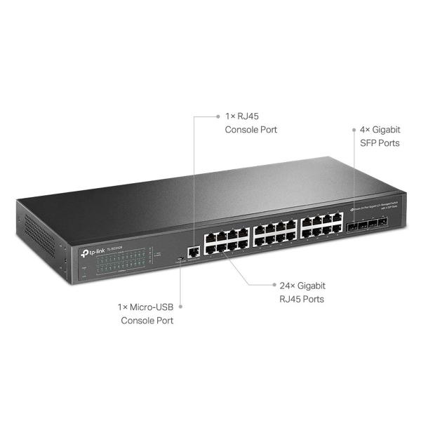 Imagem de Switch Gerenciável L2+ C/ 24 Portas Gigabit E 4 Slots Sfp Jetstream Tl-sg3428 Smb