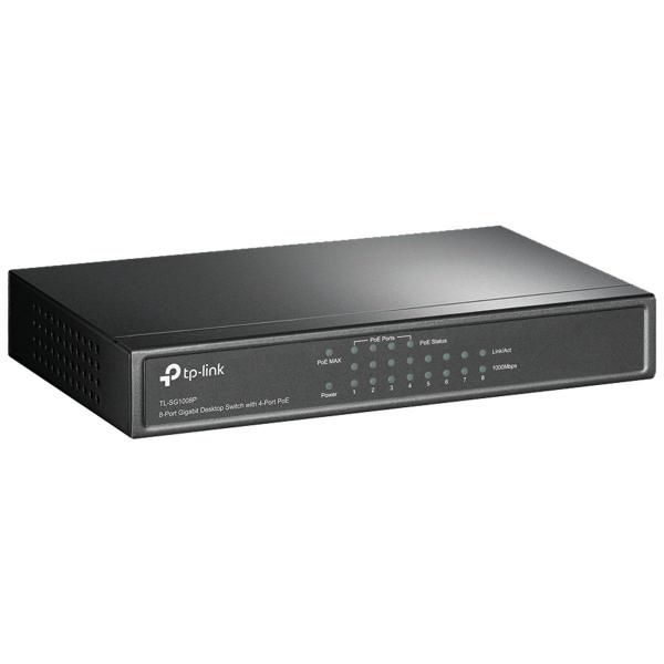 Imagem de Switch Gigabit 10/100/1000 8 Portas C/ 4 Portas Poe+ Tl-sg1008p Smb