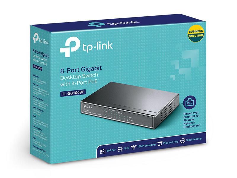 Imagem de Switch Gigabit 8 Portas com 4 Portas PoE TL-SG1008P