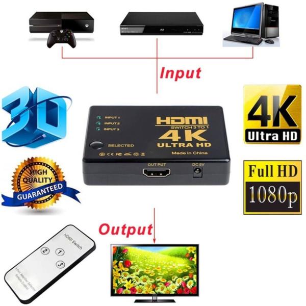 Imagem de Switch Hdmi Adaptador Hub 5x1 Splitter 4k Com Controle