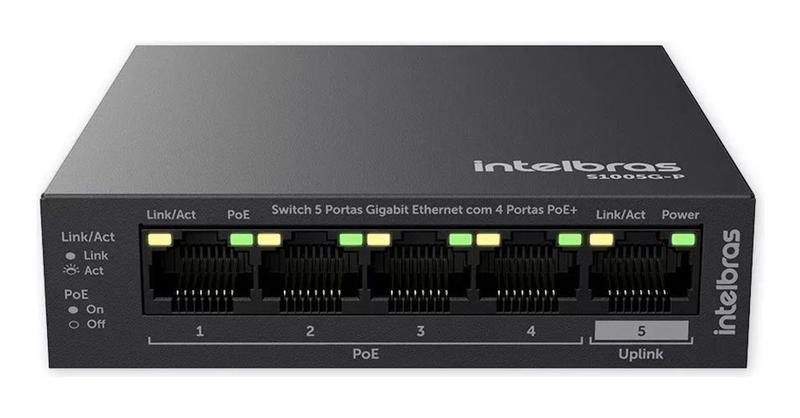 Imagem de Switch Intelbras S1005g-p 5 Portas Gigabit C/ 4 Porta Poe+