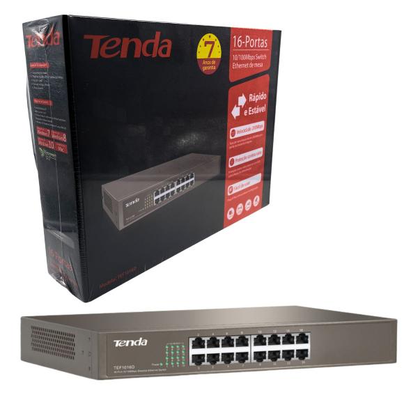 Imagem de Switch Internet de Mesa 16 Portas 10/100 Gigabit Rack/Mesa Tenda - Teg1016d