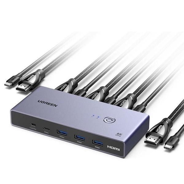 Imagem de Switch KVM 8K 60Hz HDMI com USB-C e USB 3.0 - Suporte 3D HDR para 2 PCs