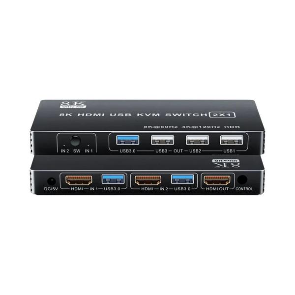 Imagem de Switch KVM HDMI 2.1 4K 120Hz com Dual USB - Hub Switcher 8K