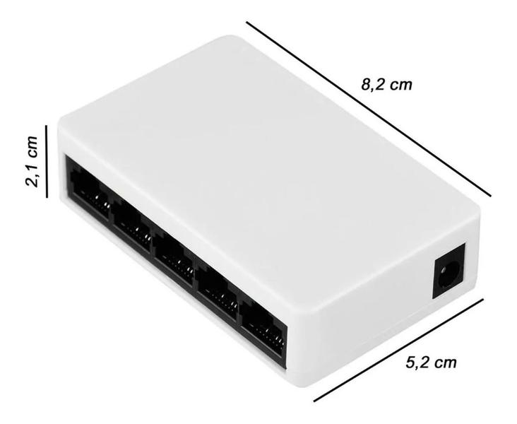 Imagem de Switch Mini 5 Portas Hub Cabo 10/100mbps Rede Ethernet Rj-45