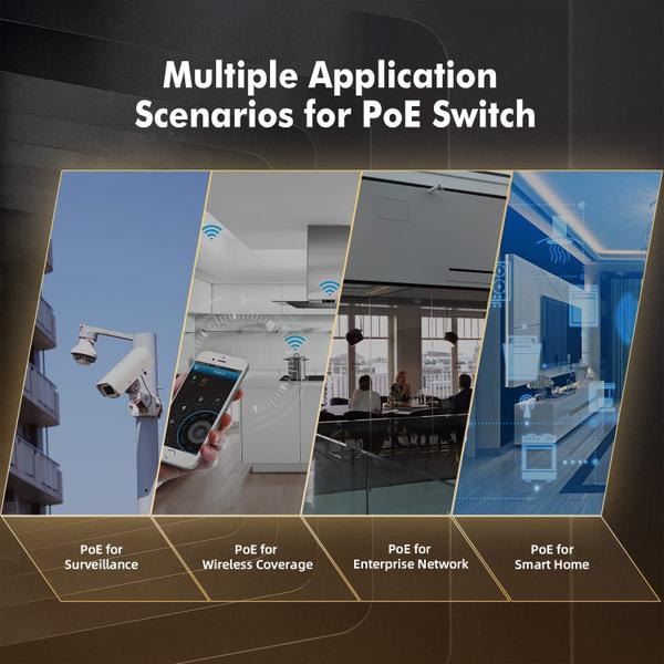 Imagem de Switch PoE MokerLink de 16 portas com 2 Gigabit Uplink Ethernet