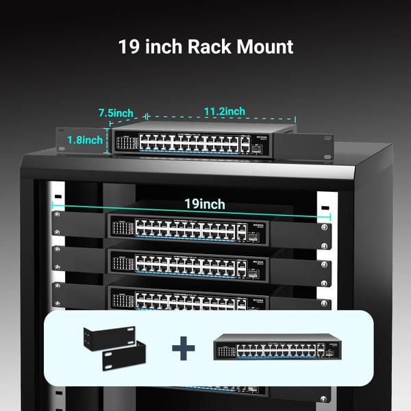 Imagem de Switch PoE NICGIGA 24 portas Gigabit com 24 portas PoE+ 300W