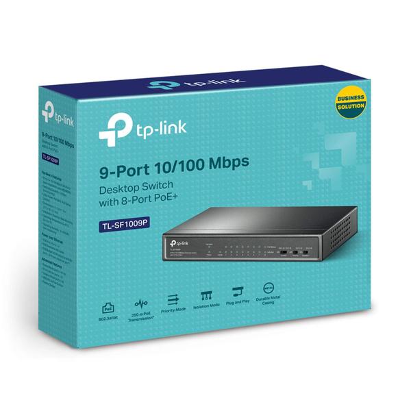 Imagem de Switch PoE TP-Link TL-SF1009P 9 portas 10/100 Mbps 8 PoE+ @65W