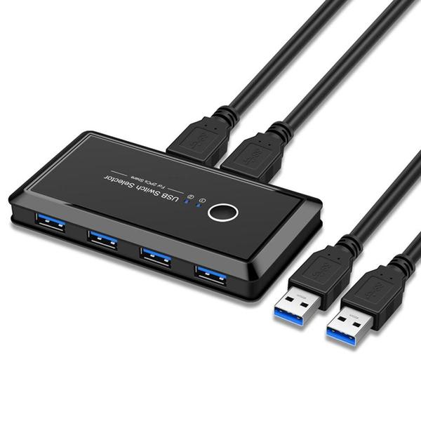 Imagem de Switch seletor USB 3.0 2 PCs Compartilham 4 dispositivos USB 3.0 para teclado e mouse scanner impressora Kvm Switch Hub