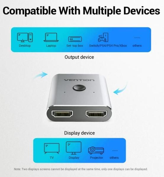 Imagem de Switch Splitter Vention 2 Portas Hdmi 4K Bidirecional 60Hz