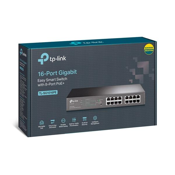 Imagem de Switch Tp-link 16pt 10/100/1000 Mbps Gigabit Easy Smart Com 8 Portas Poe- Tl-sg1016pe