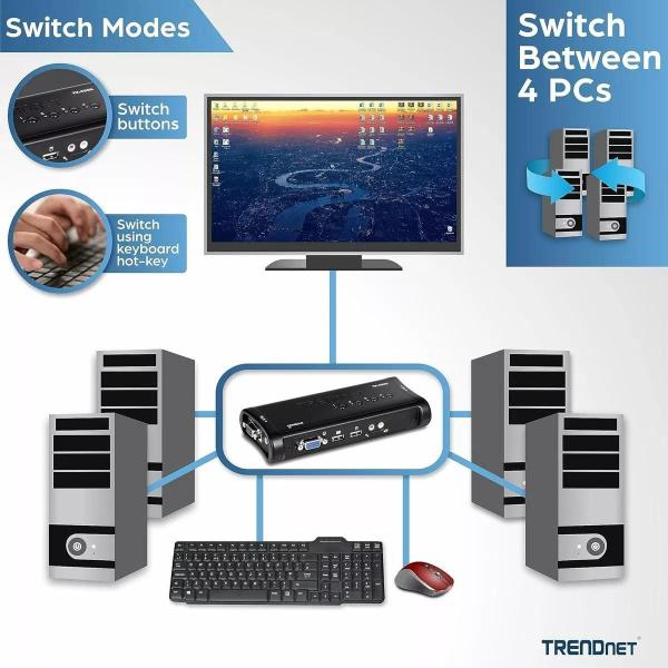 Imagem de Switch Trendnet 4 Portas Usb Tk-407K Novo +