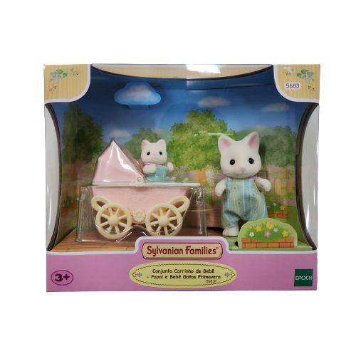 Imagem de Sylvanian Families Carrinho de Bebê Papai e Bebê Gatos Primavera 5683