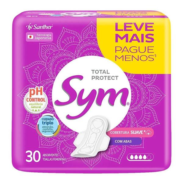 Imagem de Sym Absorvente Regular Suave Com Abas Promocional 30 Unidades