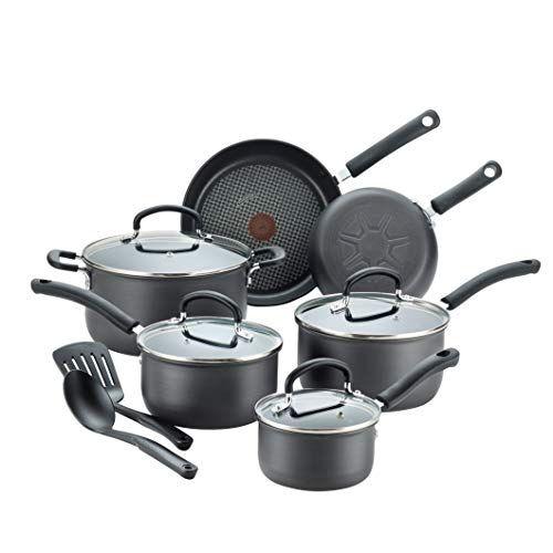 Imagem de T-fal Ultimate Hard Anodized Antistick 12 Piece Cookware Set, Máquina de lavar louça Panelas e Panelas Seguras Set, Preto