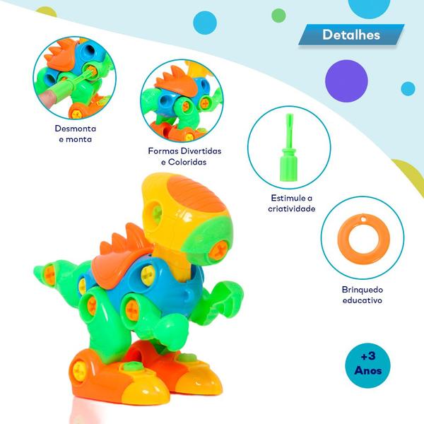 Imagem de T-rex Dinossauro Monta e Desmonta Com Ferramenta Colorido