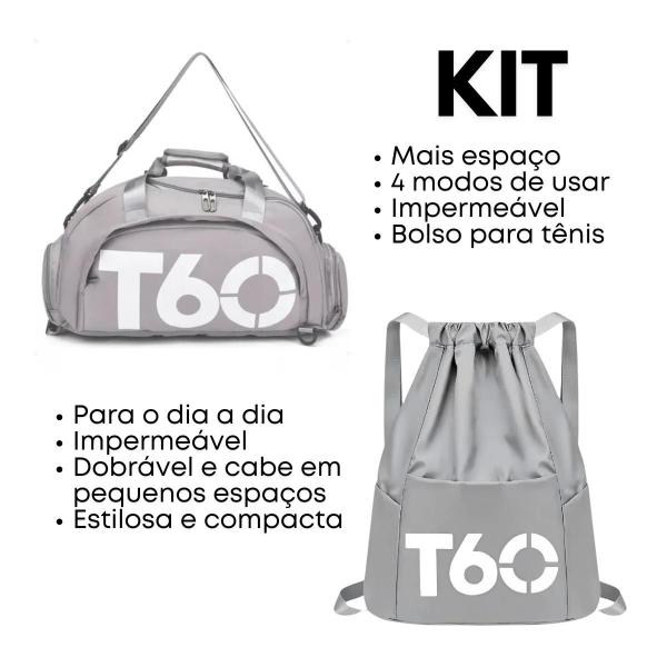 Imagem de T60 Bolsa Academia Transversal Com Compartimentos Top De Luxo Premium