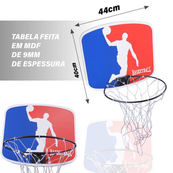 Imagem de Tabela Cesta Basquete Aro De Ferro +Rede - P/ Bola Oficial 7