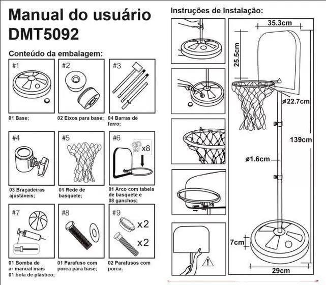 Imagem de Tabela Cesta de Basquete Radical Ajustável Kit Completo