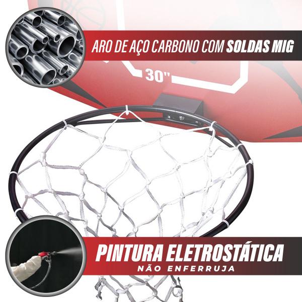 Imagem de Tabela De Basquete, Aro 41 Cm C/ Rede - À Prova D'agua + Bola N7 