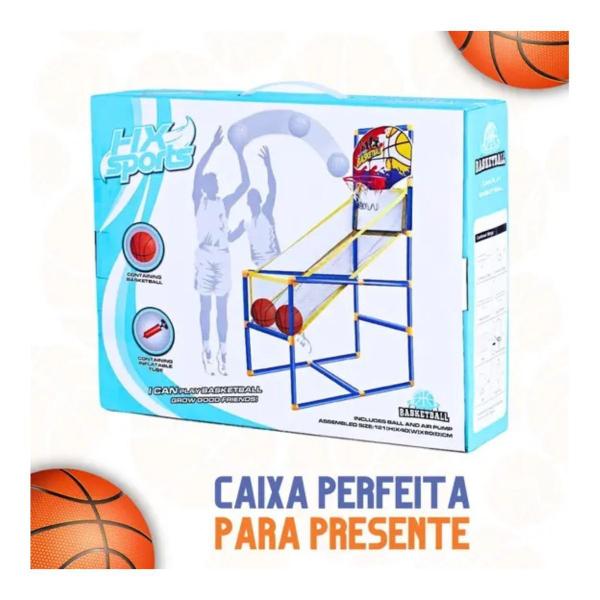 Imagem de Tabela de Basquete Cesta Infantil Rede Suporte Bola Completo