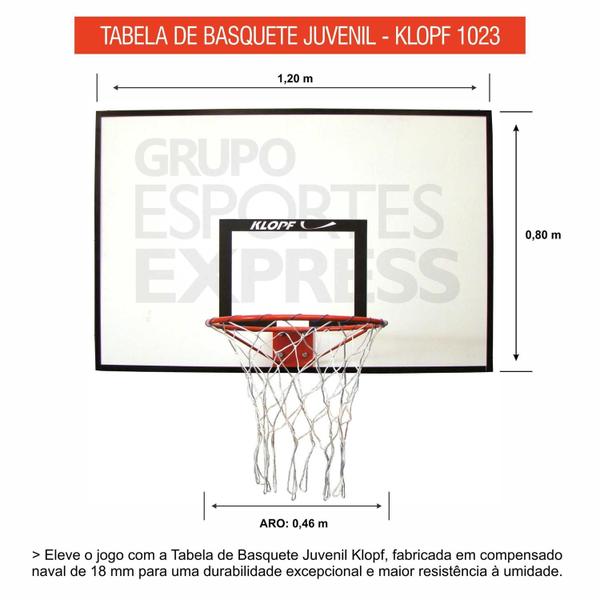 Imagem de Tabela de Basquete Juvenil em Compensado Naval + Aro e Rede - KLOPF - Cód.1023