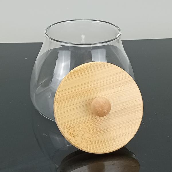 Imagem de TABLE POTE 10x11x11cm 450ml BOROSILICATO TRANSP TAMPA BAMBU