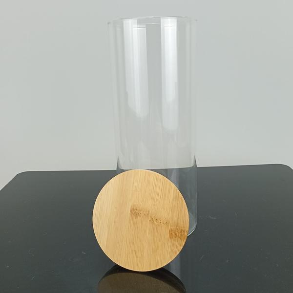 Imagem de TABLE POTE 25x10x10cm 1,4L BOROSILICATO TRANSP COM TAMPA BAMBU