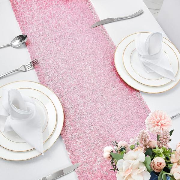 Imagem de Table Runner Pufogu Pink Sequin 30,5 cm x 275 cm (pacote com 6)